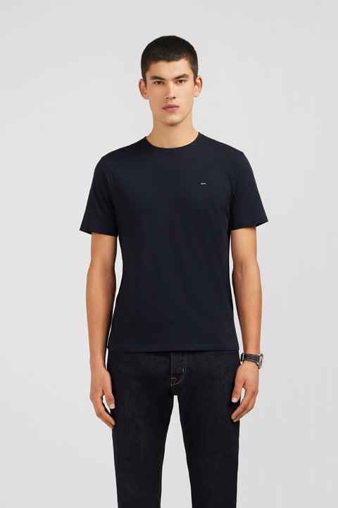 T-shirt noir col rond à manches courtes - Image 1