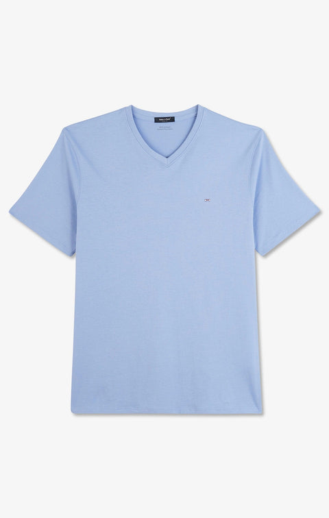 T-shirt bleu col V à manches courtes - Image 2