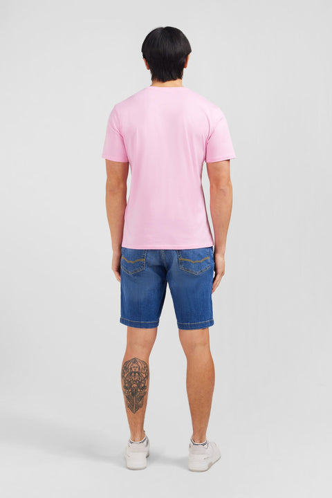 T-shirt rose col V à manches courtes - Image 3