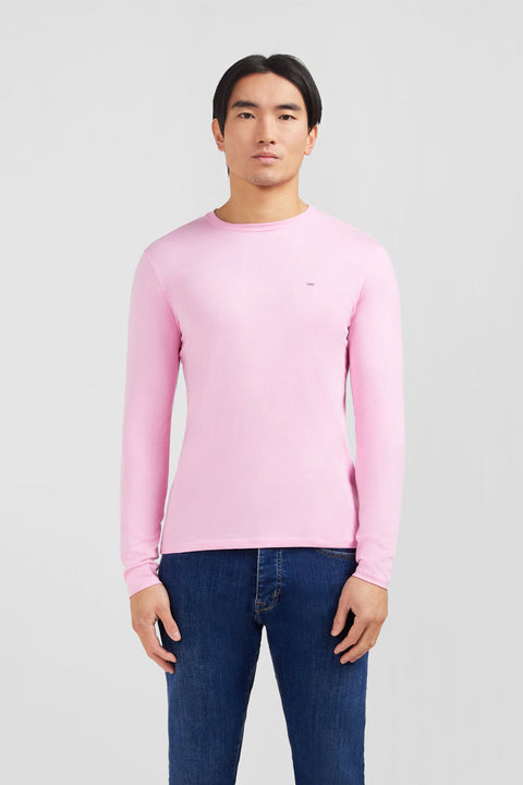T-shirt rose col rond à manches longues - Image 1