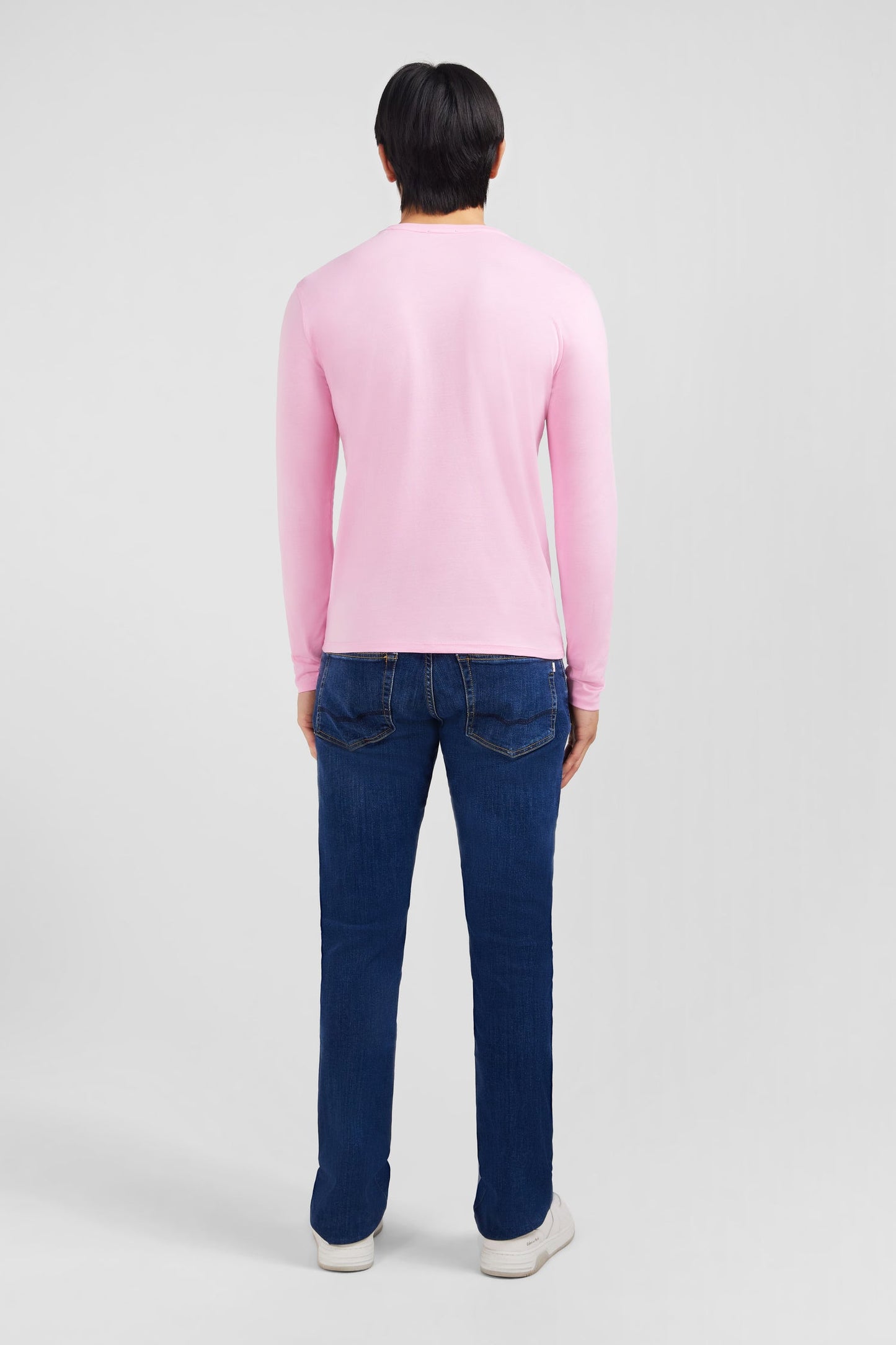 T-shirt rose col rond à manches longues