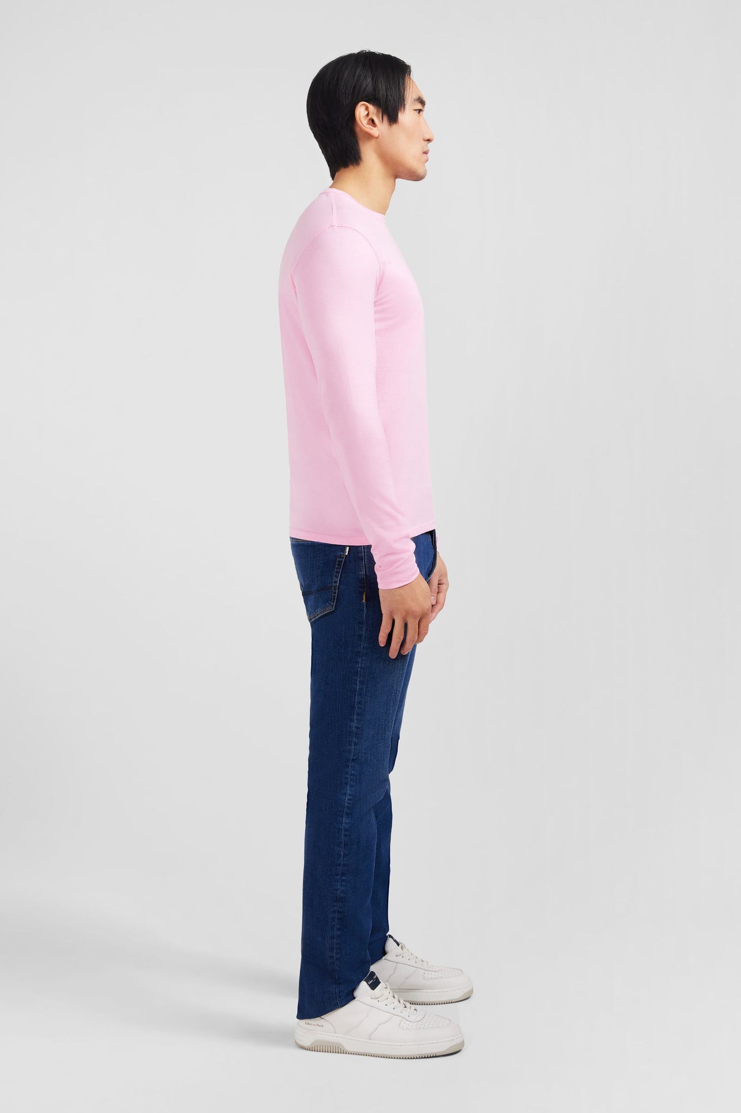 T-shirt rose col rond à manches longues