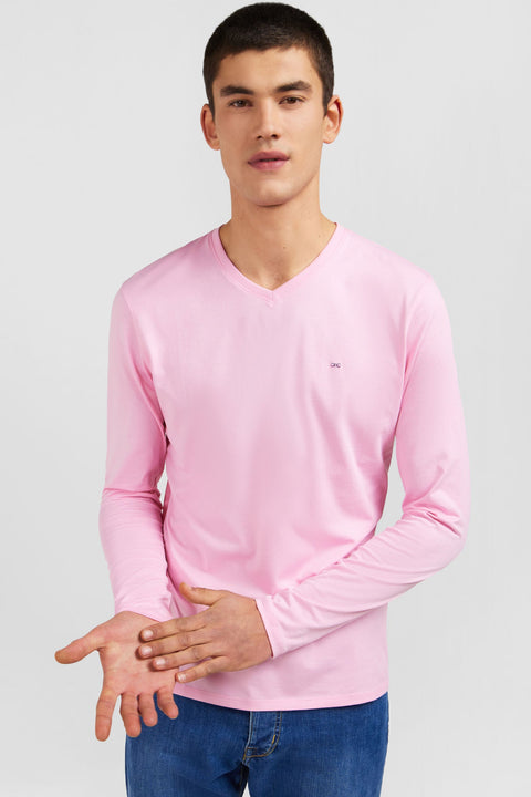 T-shirt rose col V à manches longues - Image 3