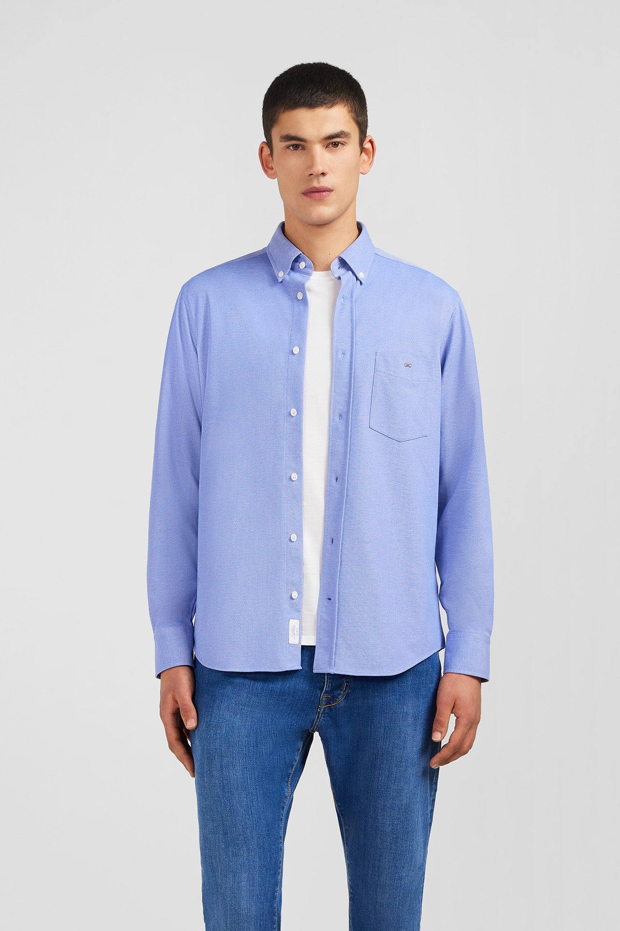 Chemise en coton pinpoint bleu