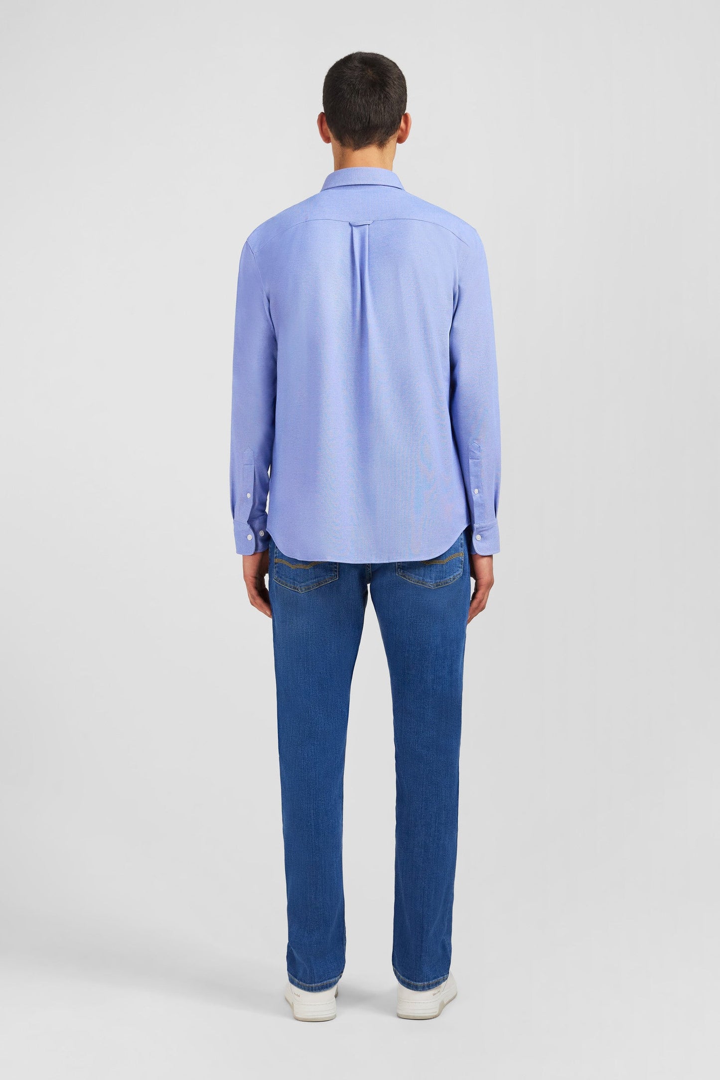 Chemise slim en coton pinpoint bleu