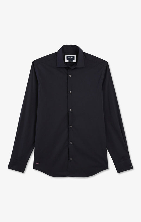 Chemise bleu marine slim en popeline stretch - Image 3