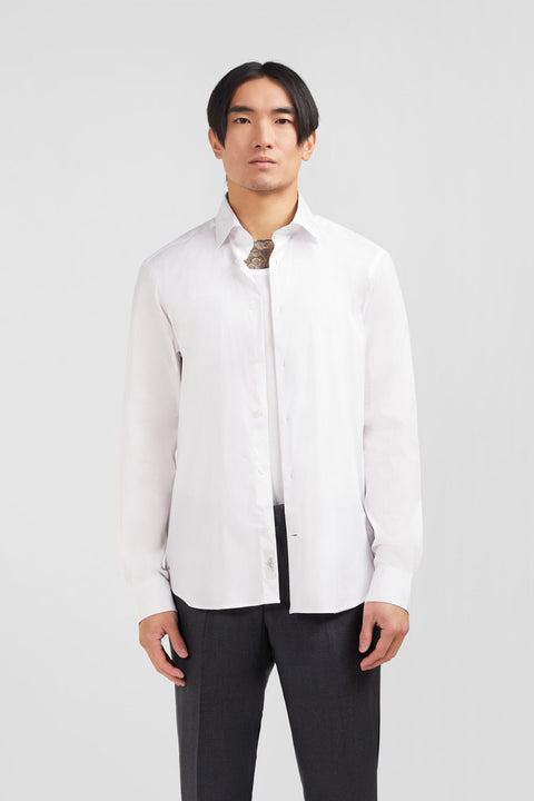Chemise blanche slim en popeline stretch - Image 1