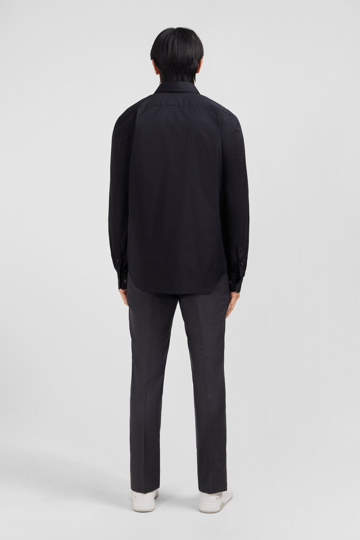 Chemise noir slim en popeline stretch